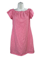 Vineyard Vines Women's Pink Striped Ruffle Trim Shirt Dress - XXS
