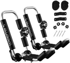 Kayak Roof Rack, Aluminum Kayak Carrier Folding J-Style Universal 3-In-1 Multifu