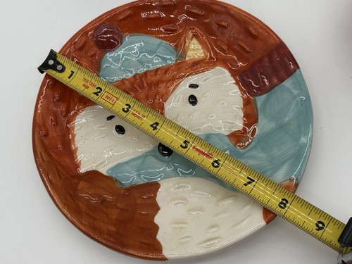 Piatto caramelle e ciotola volpe in terracotta volpe invernale dipinto a mano 3D - Foto 8 di 9