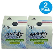 L'eggs Sheer Energy 360 Medium Support Control Top Compression Tights Black