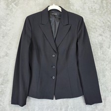 Tahari Blazer Womens 10 Black Pinstripe 3 Button Notch Lapel Lined Career Office