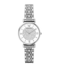 GENUINE EMPORIO ARMANI GIANNI AR1925 SILVER CRYSTAL WHITE DIAL WOMENS WATCH BOX