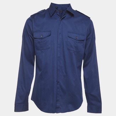 Gucci Offiziershemd Blau Baumwolle Langarm L