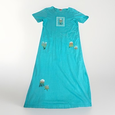 Vintage Cactus California Maxi Blue Jelly Fish Modest Boho 2000 Y2K Sz Small(A4)