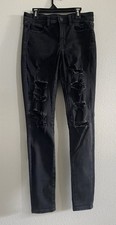 American Eagle Outfitter Next Level Stretch Black Jean Size 4 Distressed