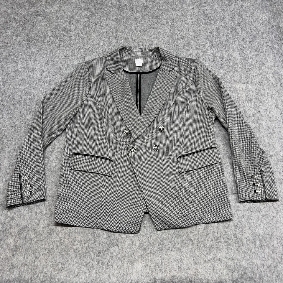 Chaqueta Chicos Mujer 3 Negro Blanco Doble Pecho Imitación Cuero Borde Blazer