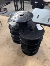 EMPTY BLACK PLASTIC SPOOL FOR WIRE ROPE CABLE CRAFTS CHRISTMAS LIGHTS