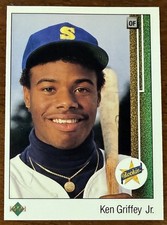 1989 UPPER DECK KEN GRIFFEY JR ROOKIE RC CARD #1 SURFACE INDENT/LINE READ DESC