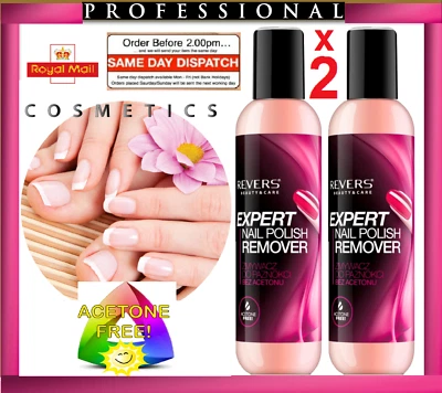 REVERS COSMETICS 2x Professional NAIL POLISH REMOVER Varnish Acrylic False Nails Acetone FREE
