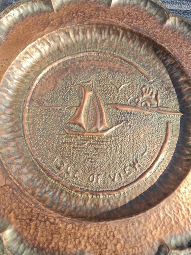 Hammered Copper Serving Tray Wall Hanger Isle of View 16 inch - Picture 7 of 8