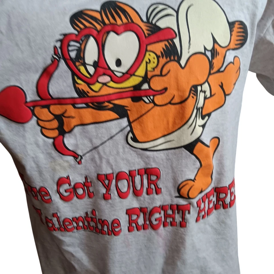 Large Vintage Garfield T-Shirt USA 1990's Ive Got Your Valentine Right Here - Image 2 of 4