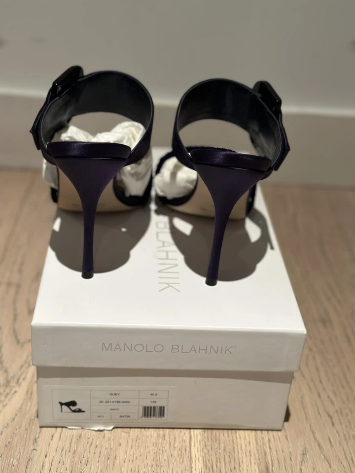 Manolo Blahnik Guey Open-Toe 105mm Mules - Blu RRP £900 - Image 2 of 4