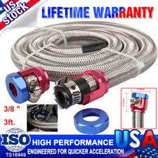 38 Hose 3ft. Stainless Steel Braided Fuel Line Kit New With Two Clamps An6 38 Hose 3ft. Stainless Steel Braided Fuel Line Kit New With Two Clamps An6
