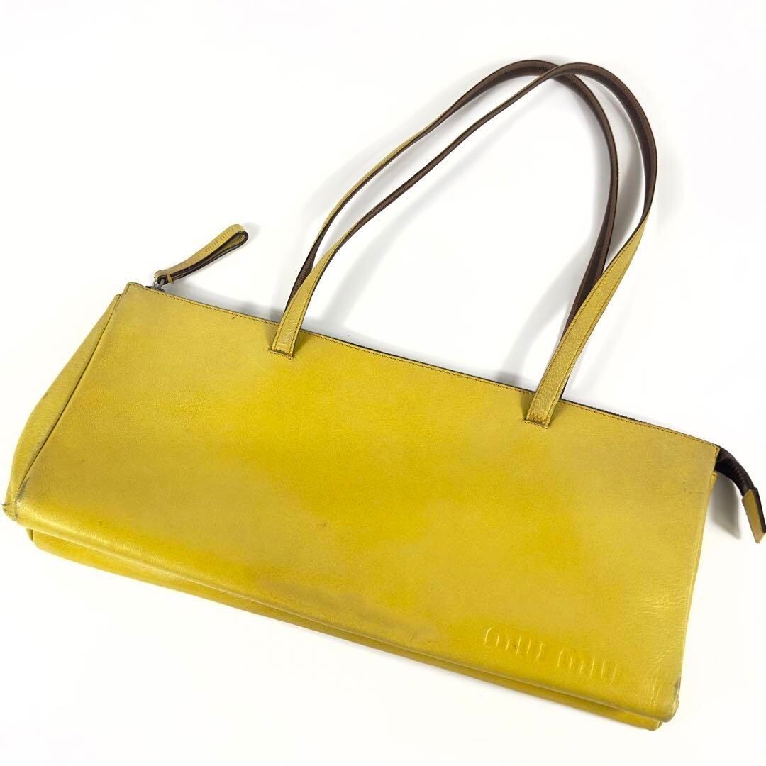 MIU MIU 1999 VIintage archive yellow leather logo hand bag MIU MIU 1999 VIintage archive yellow leather logo hand bag