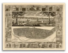St. Louis MO 1848 Historic Panoramic Town Map - 18x24