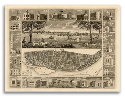 1848 St. Louis Missouri Vintage Old Panoramic City Map - 20x28