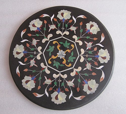 23-inch Marble Center Table Top with Handmade Pietra Dura Inlay Work for Home Decor