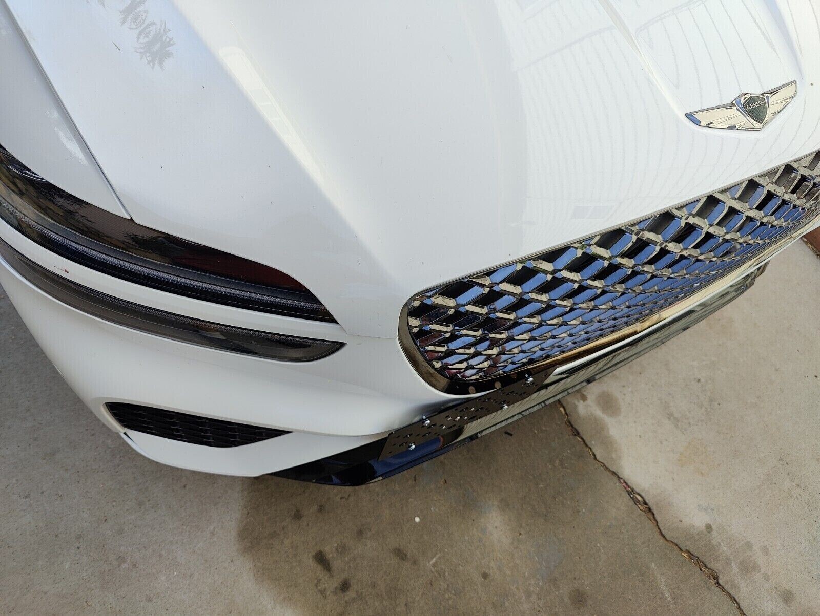 Front Bumper Tow Hook License Plate Tag Mount Bracket For Genesis GV70