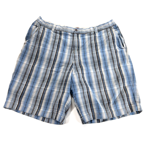Tommy Bahama Silk Shorts Mens Size 40 Paradise Nation Blue Plaid Flat Front - Picture 1 of 9