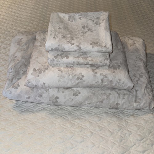 RALPH LAUREN GRAY FLORAL 4 PC Full Size Double Bed SHEET SET