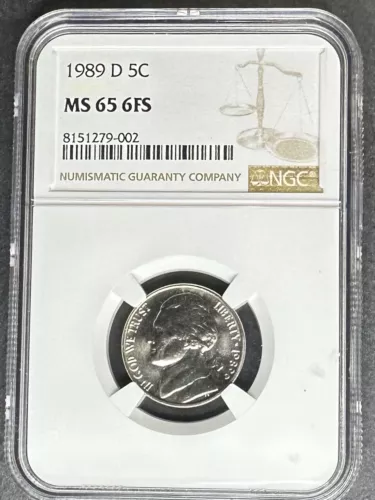 1989-D Jefferson Nickel NGC MS-65 6FS, Buy 3 Items, Get $5 Off!!