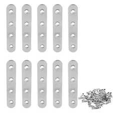 10 Pcs Flat Straight Brace Stainless Steel 100 x 17 mm Flat Straight Corner B...
