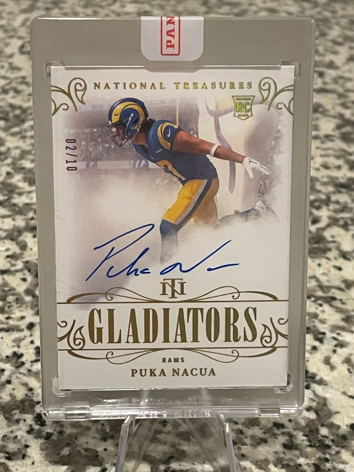 2023 National Treasures Puka Nacua Holo Gold /10 Gladiators RC On Card Auto SSP