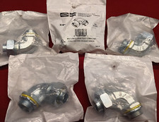 Lot of 5  HUBBELL 3/4" 90 DEGREE LIQUID TIGHT CONDUIT CONNECTOR, MPN-3423-8
