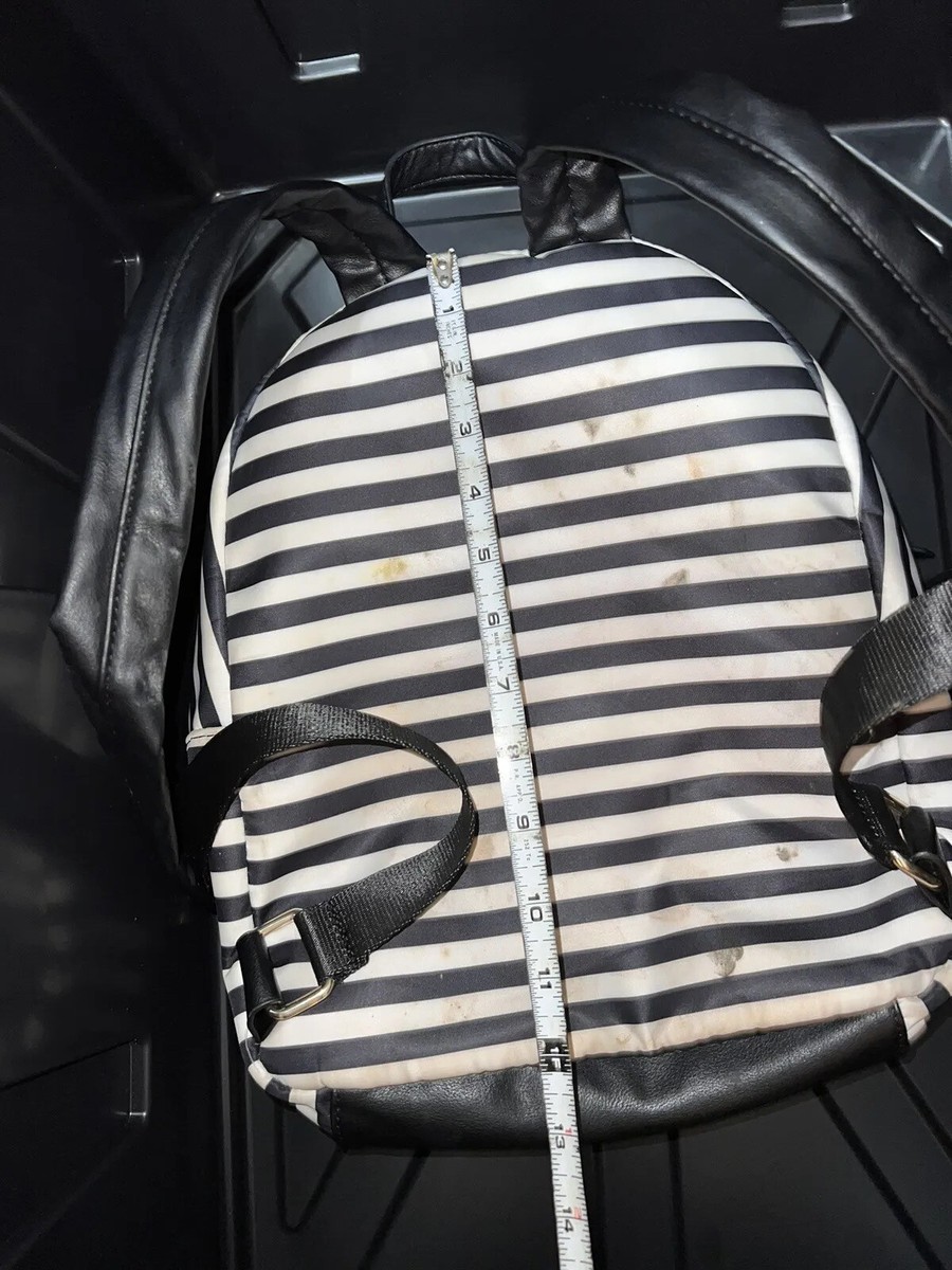 Kate+Alex Cuffaro Black White Striped Nylon Backpack Handbag  display picture 3