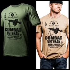 Military Combat Veteran T-Shirt Iraq Afghanistan War Machine Gunner Infantry Tee