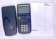 TI-83 Plus Texas Instruments Graphing Calculator Black with Cover And Manual X83