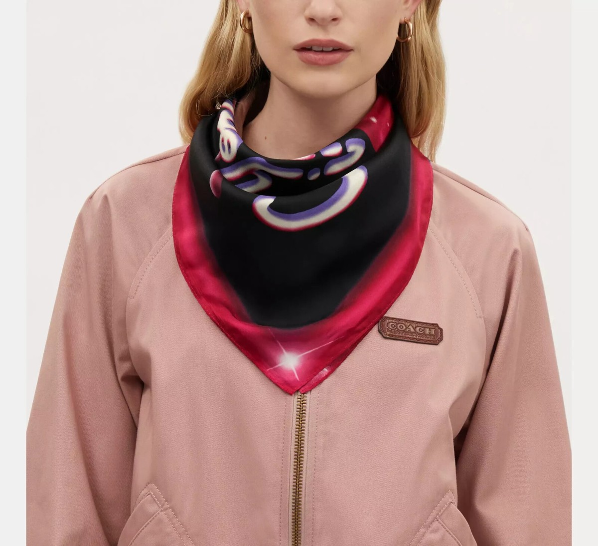 Coach::スカーフ[RESALE] Coach Airbrushed Cherry Print Silk Bandana - CS596 Scarf for