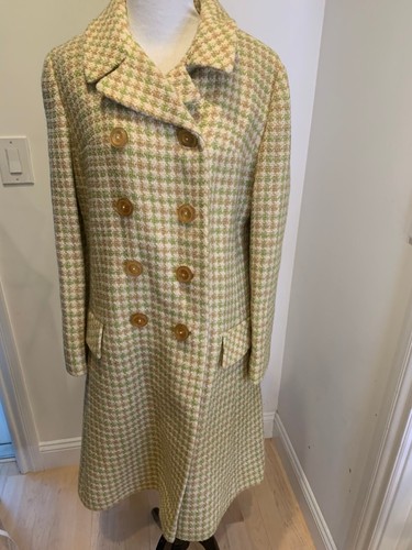 Cappotto vintage Union Made donna taglia L? Plaid foderato giallo verde panna elegante - Foto 9 di 21