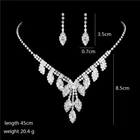 Silver Leaves Necklace And Earrings Set Costume Jewellery Crystal Diamante