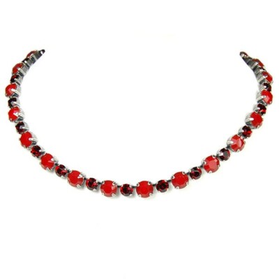 KRIKOR Germany Damen Collier Kette Markenkristalle NEU dark red coral-ruby rot