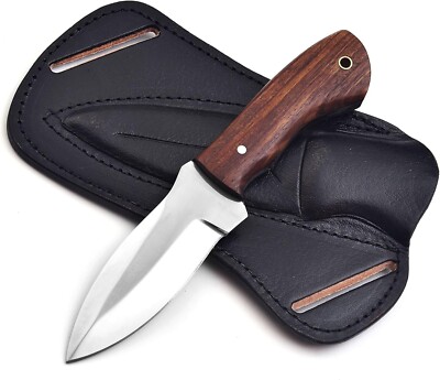 Predator Hunter 8 Inch Fixed Blade Hunting Stainless Steel Knife Leather Sheath.