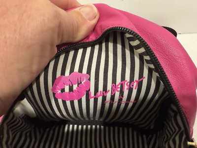 NWOT Luv Betsey Johnson Mini Backpack Pink Striped Cupcake Purse Charm s-l400.jpg main image 4