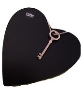 12 X 12 Target Heart-Shaped Chalkboard with wooden key NEW