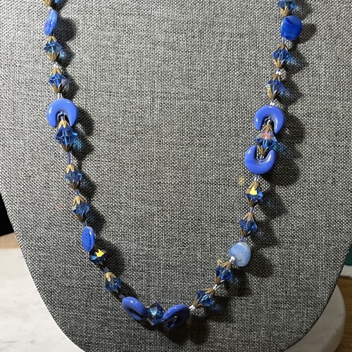 VTG Blue Aurora Borealis Necklace Crystal - Picture 5 of 6