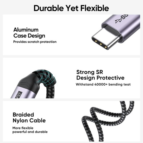 USB-C Type C Extension Cable 3/6 FT/10Gbps Male-Female 100W 5A Fast Charging PD - Picture 6 of 15