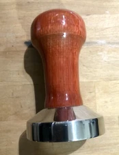 New 53 Or 55mm Cafe Tamper Paper weight Hardwood, Flat Stainless Steel Base 2pc!