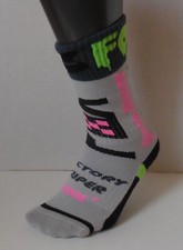 Fox Racing Speed Division Crew Socks Youth LT Grey & Multicolor Small One Pair