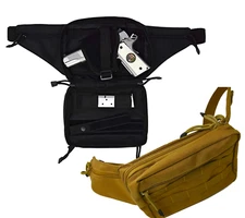 Pistol Fanny Pack Concealed Carry Holder 4 Compartment Durable Canvas Waist Bag