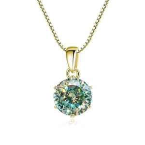 Authentic 1 CT Real Moissanite Pendant Necklace For Women 925 Sterling Silver Box Chain