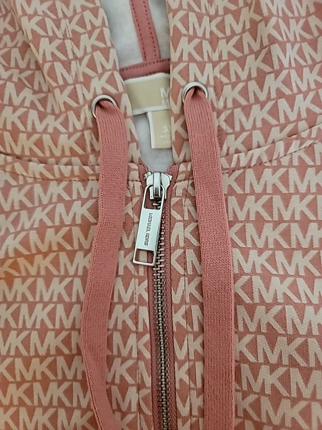 Felpa con cappuccio e zip Michael Kors Dusty Rose nuova con etichetta taglia 3X