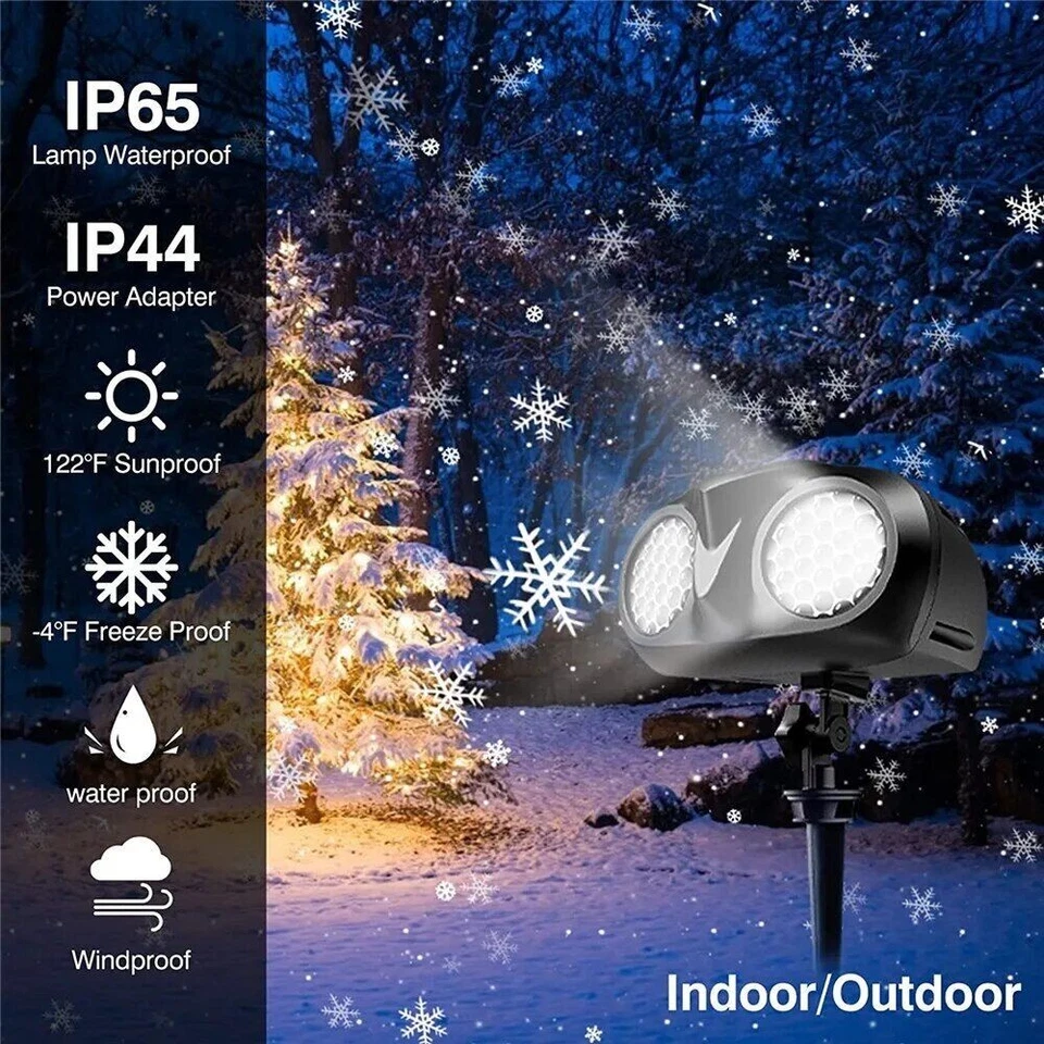 Proyector de Navidad Luz Exterior Vacaciones LED Copo de Nieve Proyector Control Remoto Foto 2 de 4