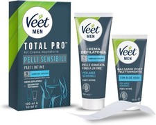 Veet Men Kit Depilazione Intima per Pelli Sensibili Crema Depilatoria Uomo Parti