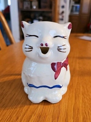 Vintage Puss  n Boots Cat Creamer, USA Farmhouse Milk Pitcher, Height 5 