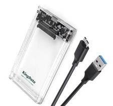 KingData SSD HDD Hard Drive Enclosure 2.5" inch SATA III USB 3.0 Transparent