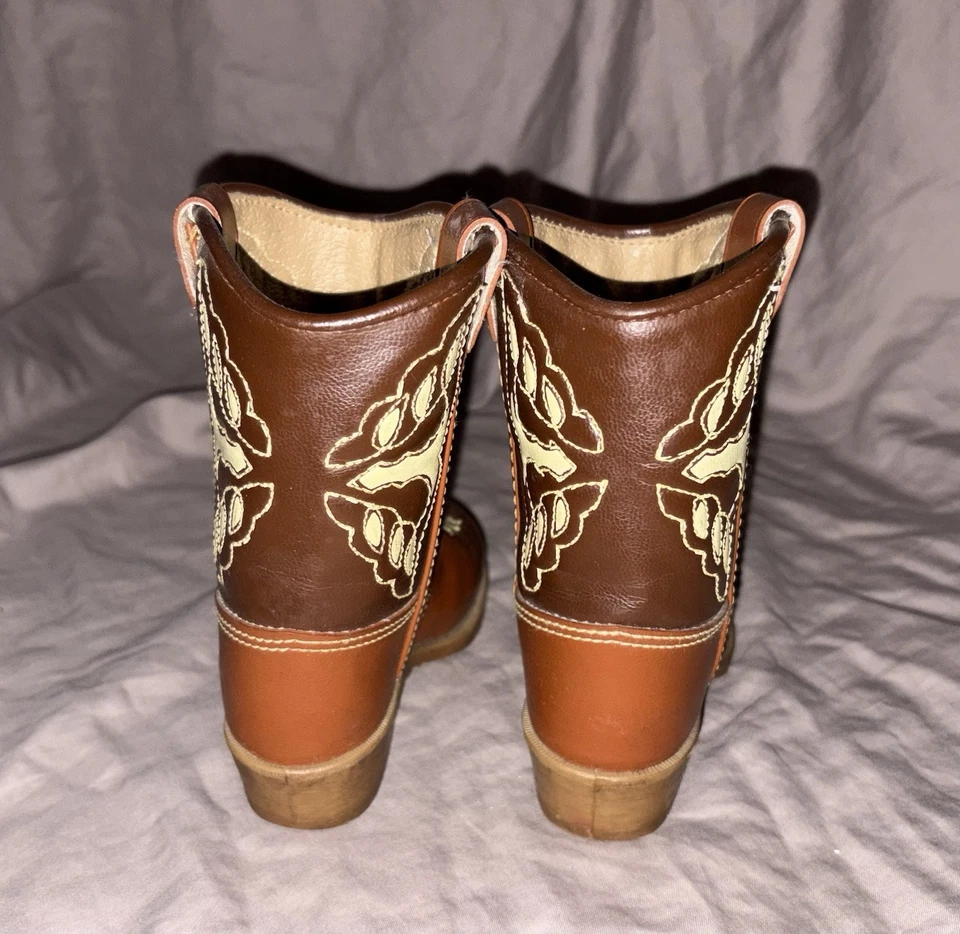 Botas vaqueras marrón dos tonos con costuras niño talla 6 Foto 4 de 4